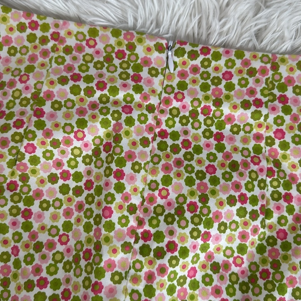 Annie Alexander Bright Green & Pink Floral Pencil Skirt Vintage Size 4 - Picture 6 of 9